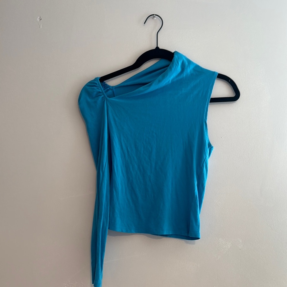 Zara Asymmetrical Turquoise Crop Top